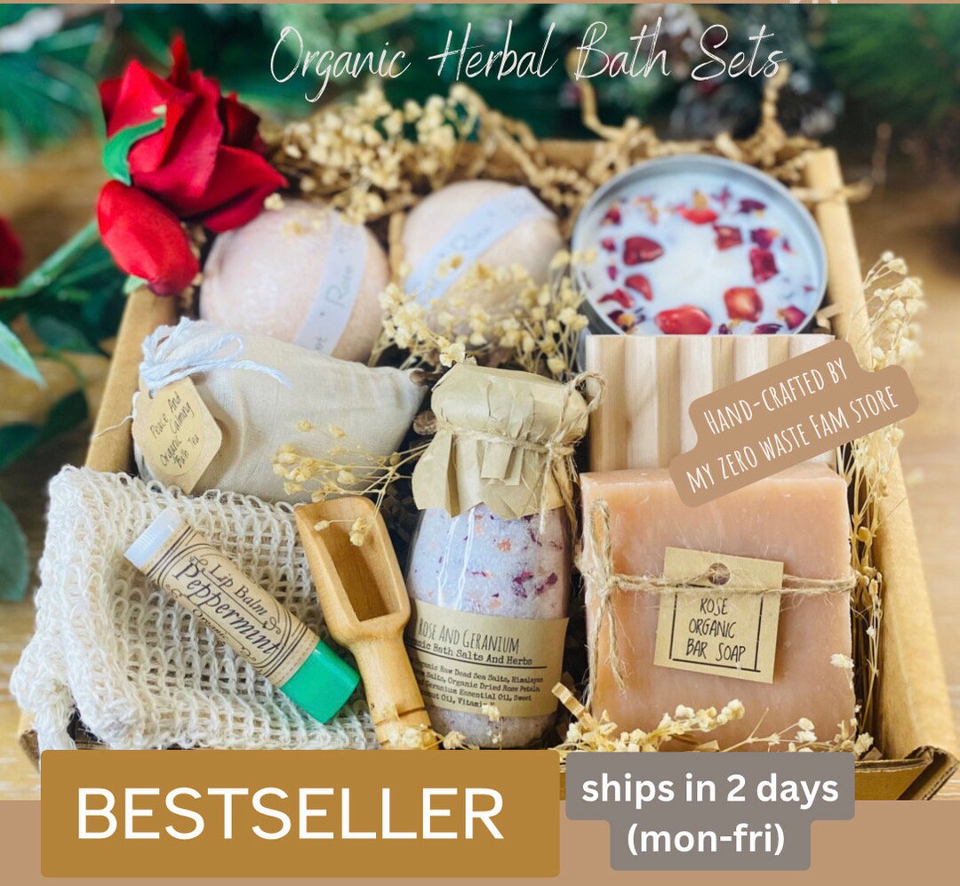 Organic Rose Spa Gift Set: Soy Candle, Bath Soak and Soap - Etsy