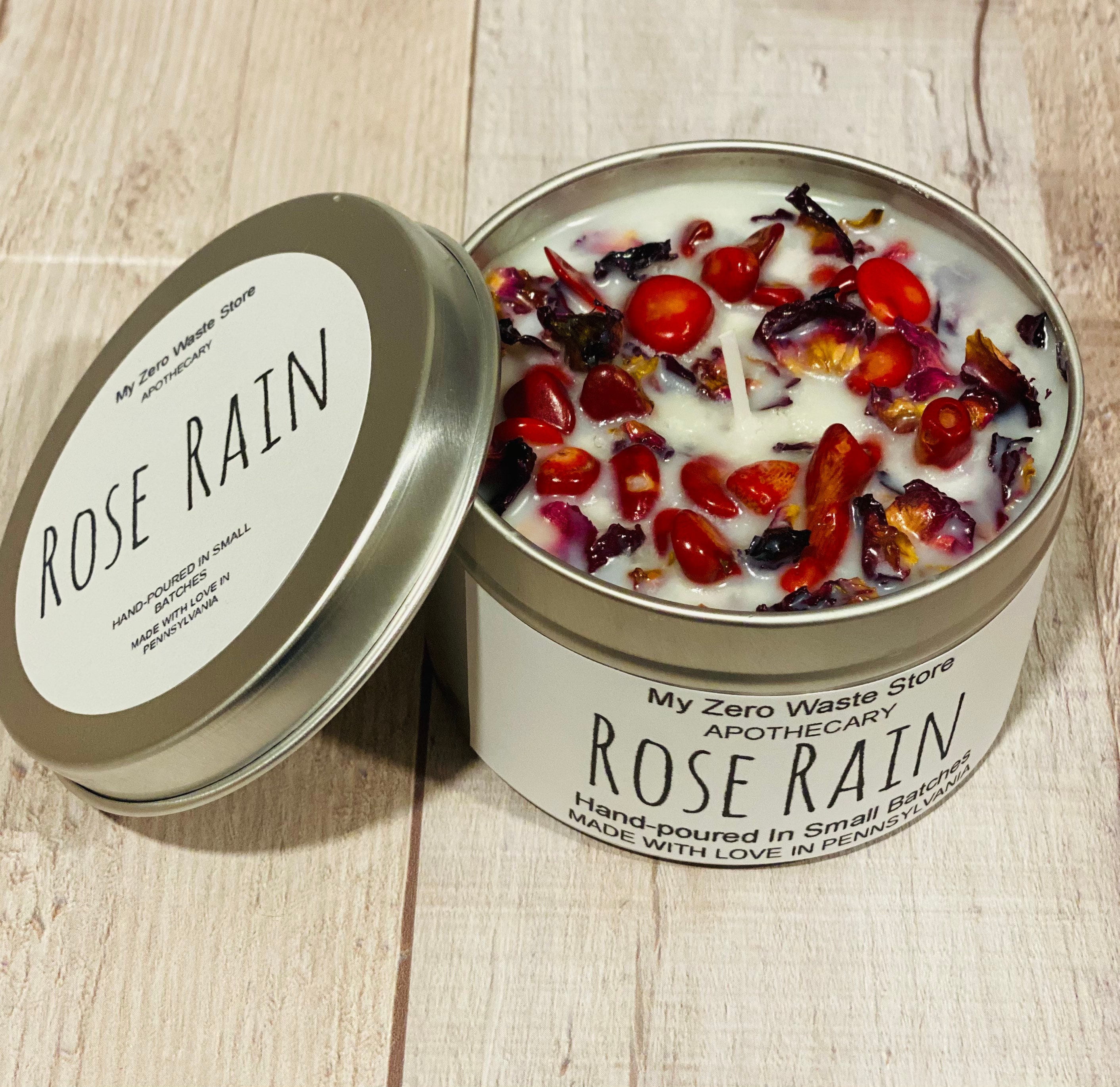Rose Rain Soy Candle, 100% Organic Essential Oil Blended Soy Candle, Hand  Poured Relaxing Soy Candle, 8 Oz Soy Candle 