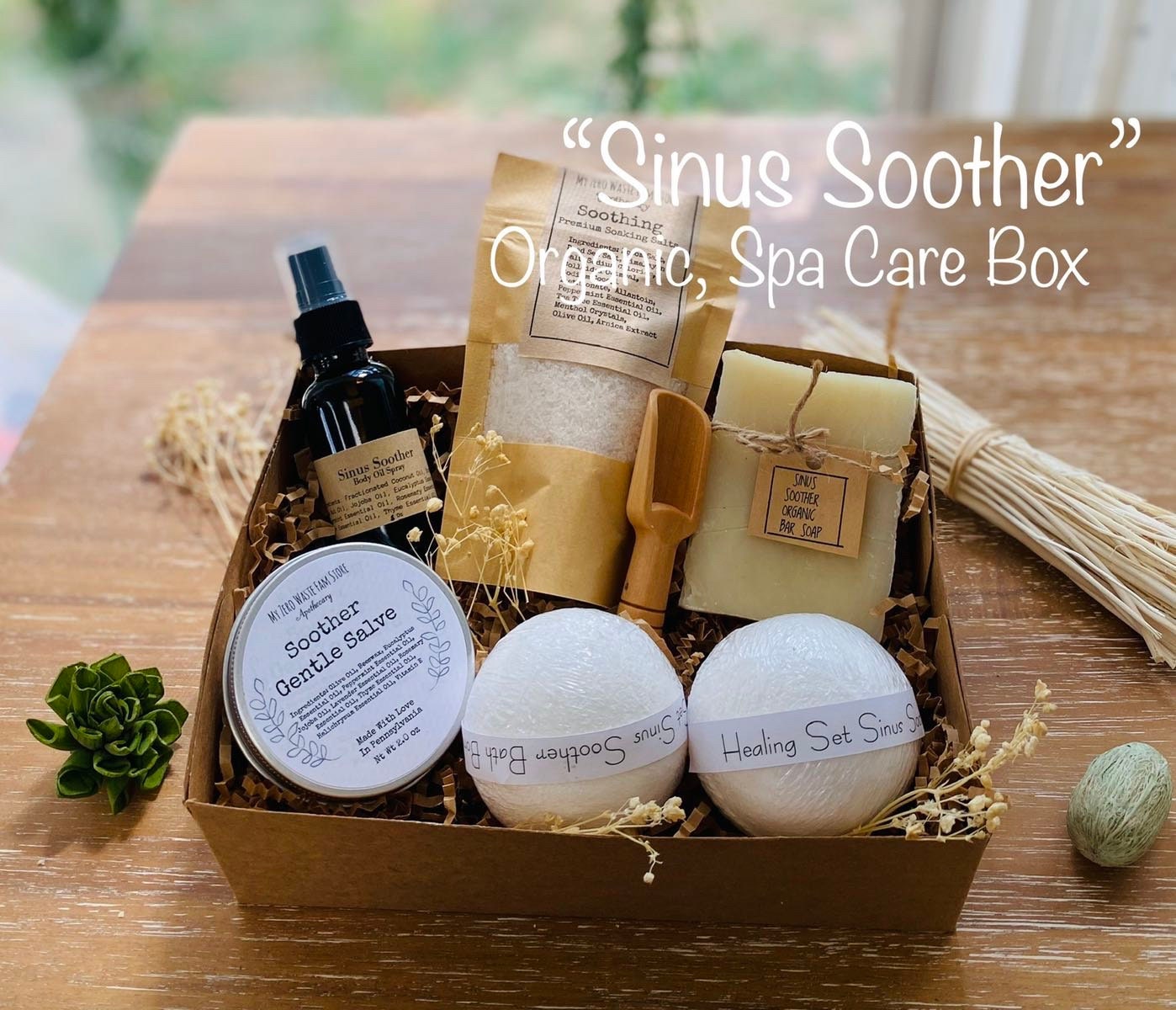 Organic Sinus Soother Spa Box: Essential Oil Infused Care Set