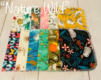 Nature Wild Reusable Wipes: Reusable Cotton Cloth Napkins, 11” x 12”