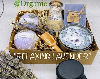 Relaxing Lavender Organic Spa Set, Lavender Essential Oils Infused Apothecary spa set,Care Box,At Home Spa Set, Spa Gift Set,