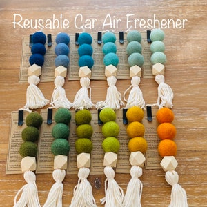 Reusable Car Air Freshener Felt Ball, Eco Friendly Organic Air Freshener Diffuser and Essential Oil Blend