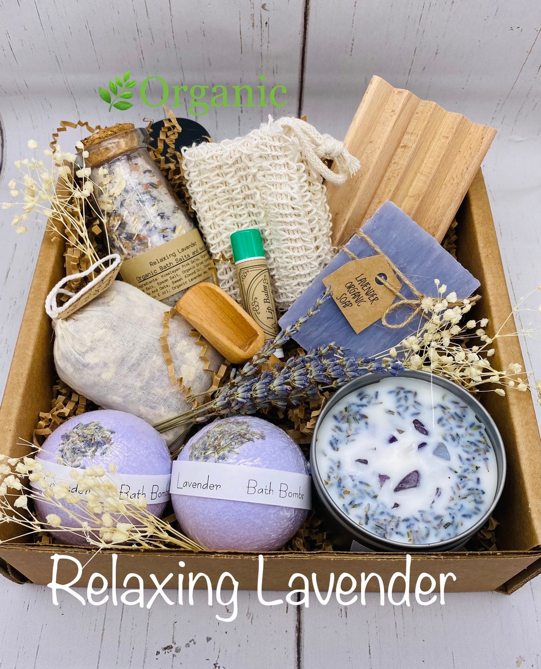 Organic Spa Gift Set Organic Lavender Essential Oil and Herbs