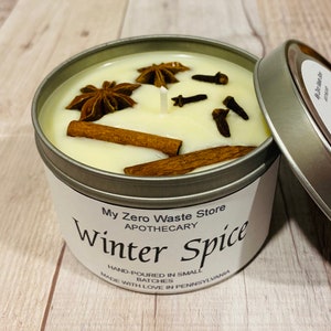 Winter Spice Soy Candle: Organic Essential Oils, 8 Oz Handmade Candle