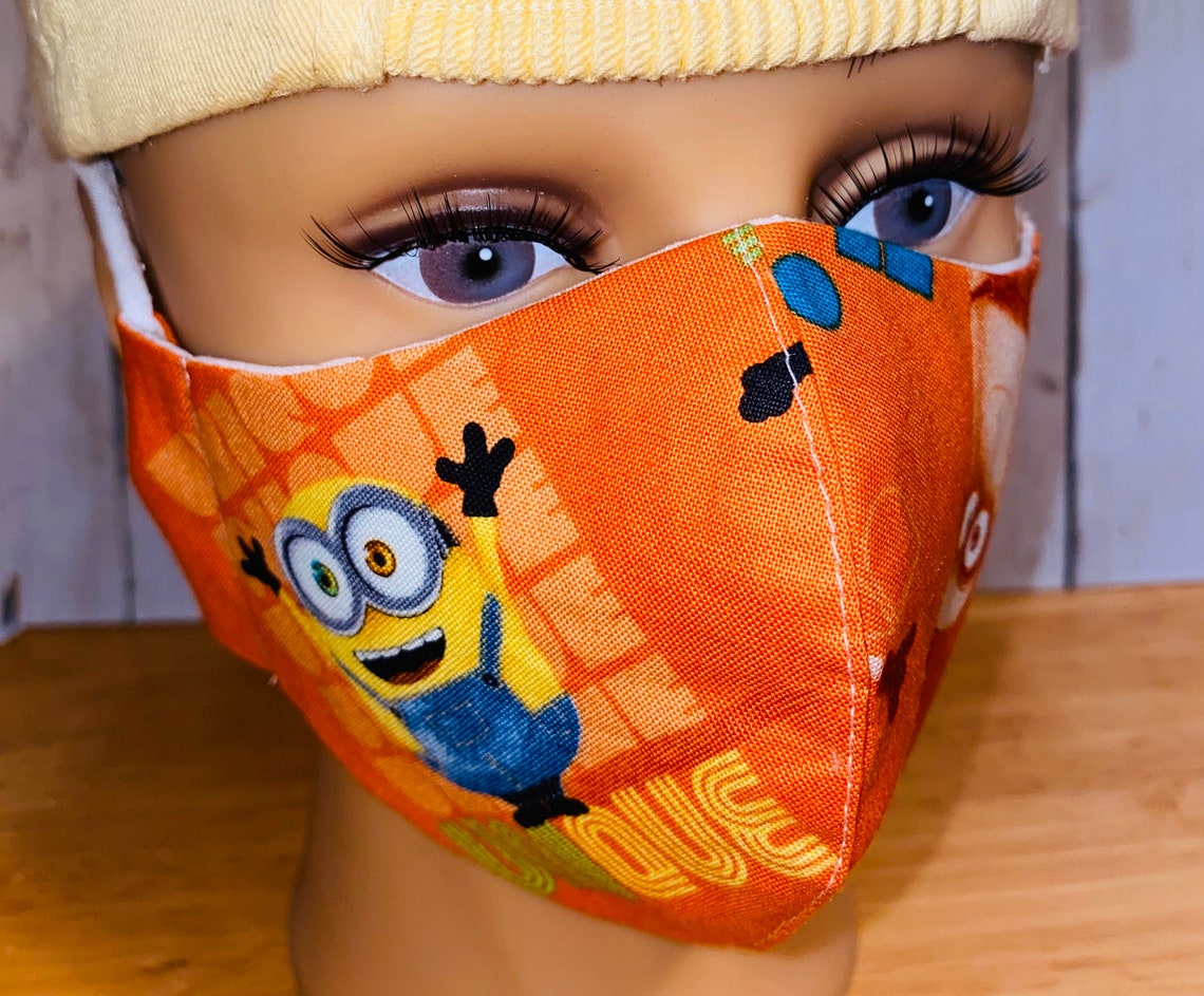 Minion mask 100 Cotton Face Mask Adjustable Ear Loops Etsy