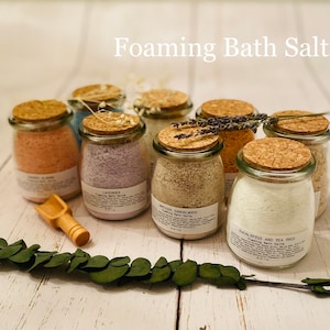Foaming Bath Salts: Epsom Salt Bath Soak, 7 Oz Glass Jar