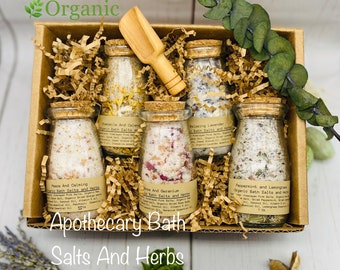 Organic Bath Salts, essential oil infused Bath Salts, Gift Set, Wedding Favors, Party Favors, Organic Bath Salts, set of 5