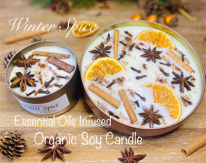 Winter Spice Soy Candle, Organic Essential Oils, Handmade Bowl Candle