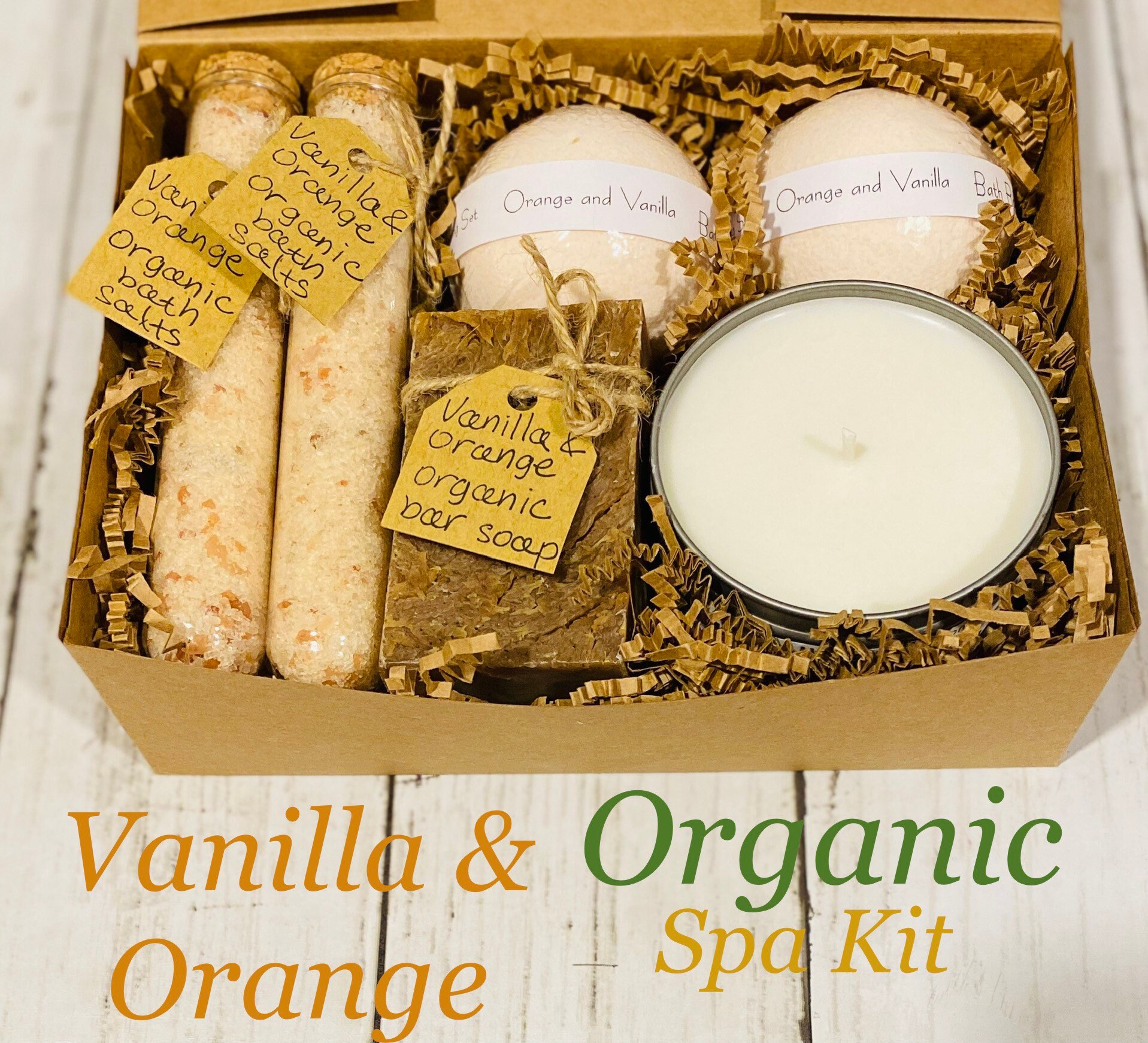 Organic Spa Kit Vanilla and Orange Spa Set Vanilla Soy Etsy