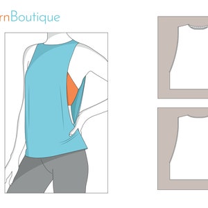 Machen Sie ein Tank-Top | Sport-Outfit | PDF Schnittmuster im A0, A4 und US letter Format | Print-at-home | PDF-Muster | Nähanleitung