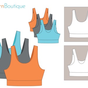 Girls Plus Size Sport Bra Sewing Pattern PDF, Sizes 8-10-12 