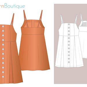Camisole Top Mini Dress Sewing Pattern | PDF Sewing Pattern in A0 and A4 format | Print-at-home | Sewing Tutorial Booklet