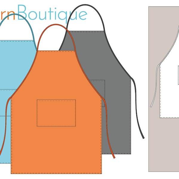 Faire un tablier de cuisine simple | Modèle de tablier de cuisine | Patron de couture A0, A4 et US Letter PDF | Impression à domicile | Tutoriel de couture