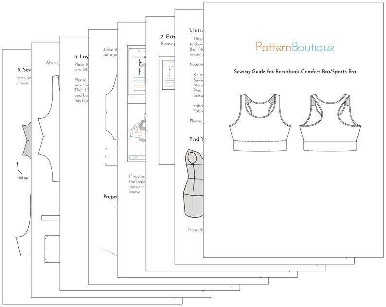 Make a Racerback Comfort Bra/Sports Bra Sports Bra Pattern A0, A4 and US Letter PDF Sewing Pattern Print-at-home Sewing Tutorial image 2