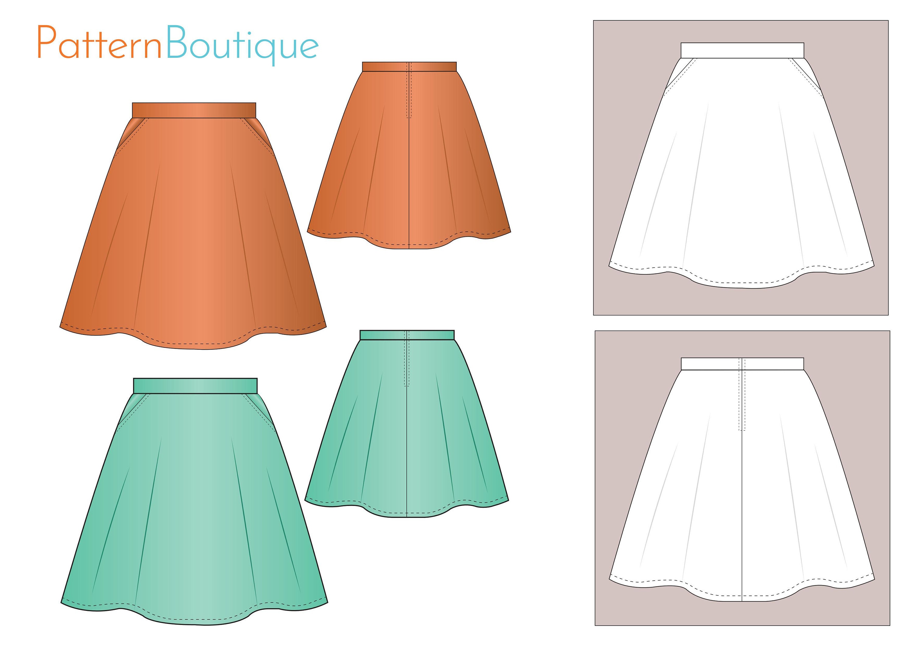 Flared Skirt Sewing Pattern PDF Sewing Pattern in A0 A4 and Etsy UK
