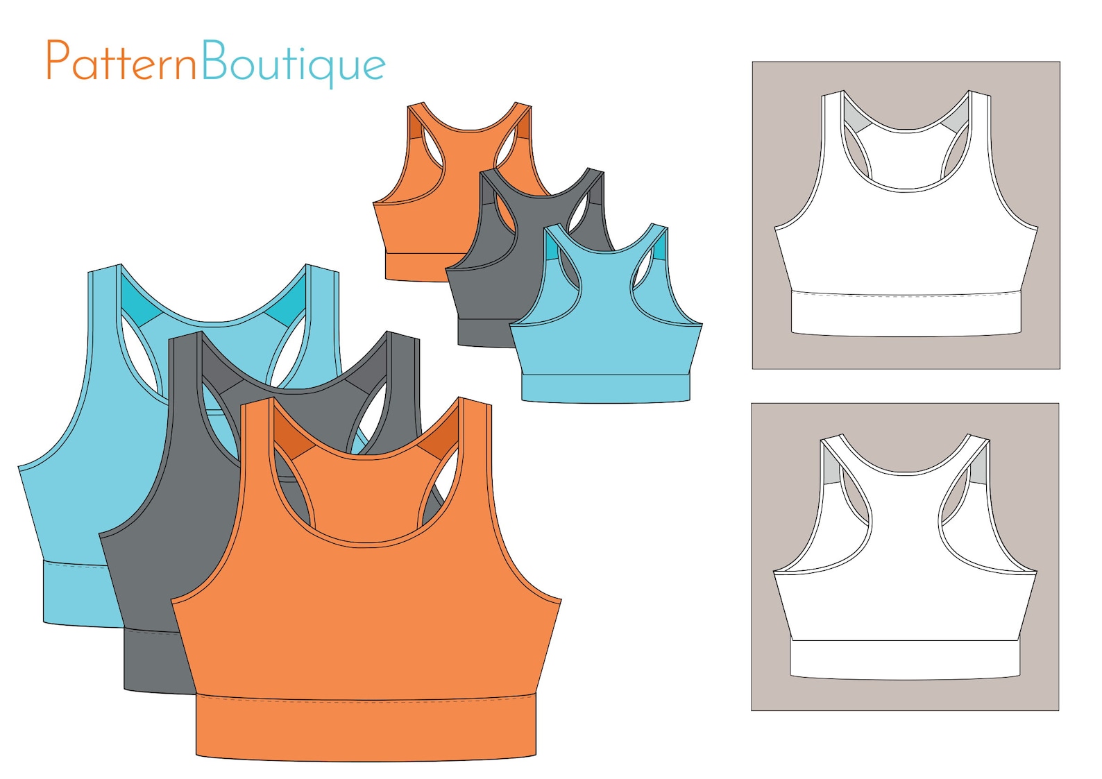 Make a Racerback Comfort Bra/sports Bra Sports Bra Pattern A0, A4 and