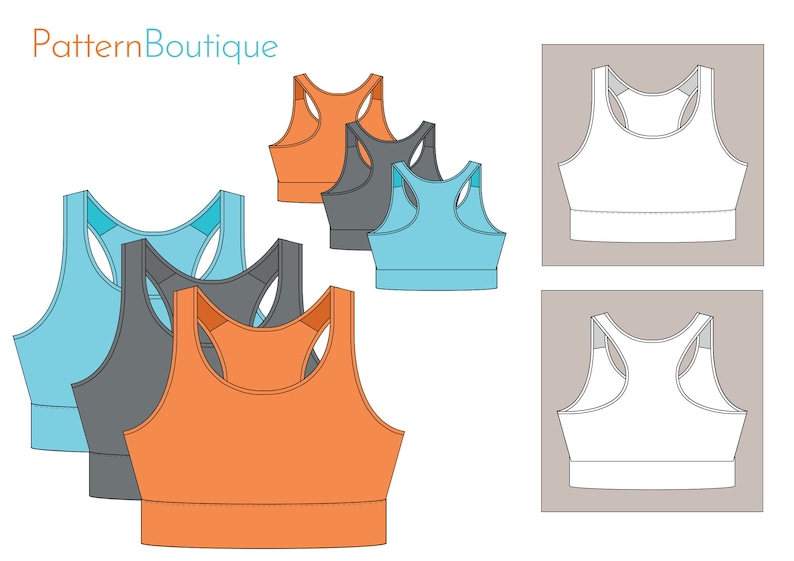 Make a Racerback Comfort Bra/Sports Bra Sports Bra Pattern A0, A4 and US Letter PDF Sewing Pattern Print-at-home Sewing Tutorial image 1