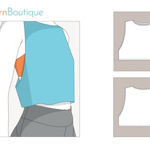 Reutiliza una camiseta vieja y haz una camiseta sin mangas corta / Crop Top / Patrón de costura en PDF en formato A0, A4 y carta de EE. UU. / Para imprimir en casa / Tutorial de costura