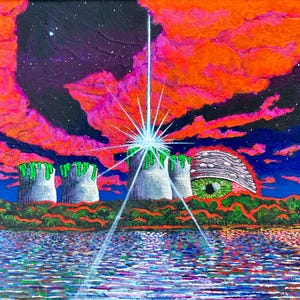 Landscape Painting of Susquehanna River & Three Mile Island - “Have Eye, Will Ogle” Framed Canvas 11x14 by Park Star