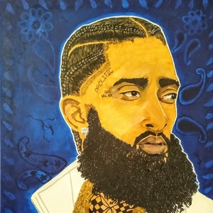 Contemplation - Nipsey Hussle Acrylic Painting, Rapper Wall Art, Hip Hop Art