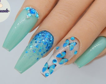 Teal Ombre Nails - Etsy Canada Teal Ombre Nails - Etsy Canada