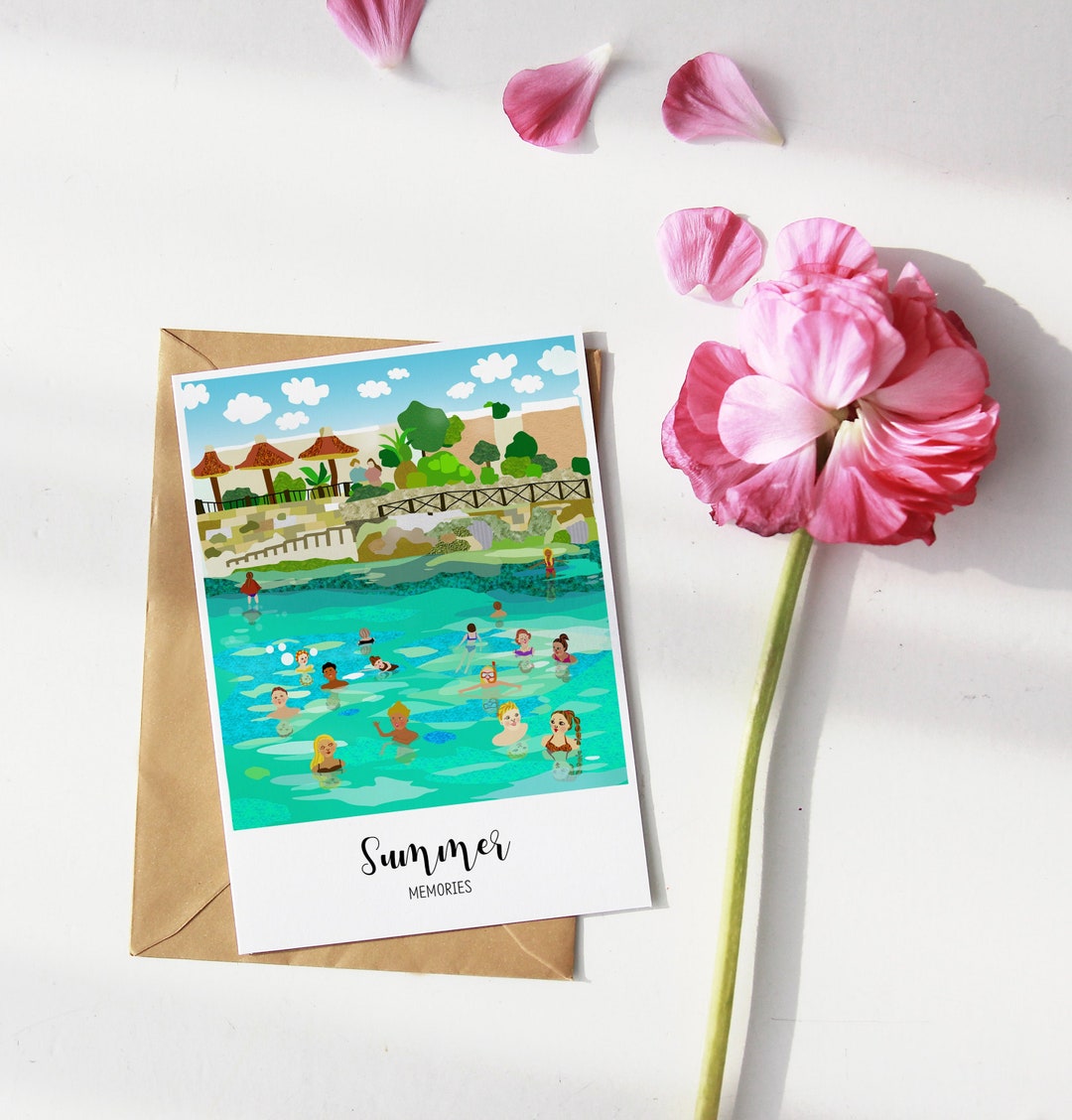 Printable Summer Card, Summer Greeting Card, Summer Illustration Card ...