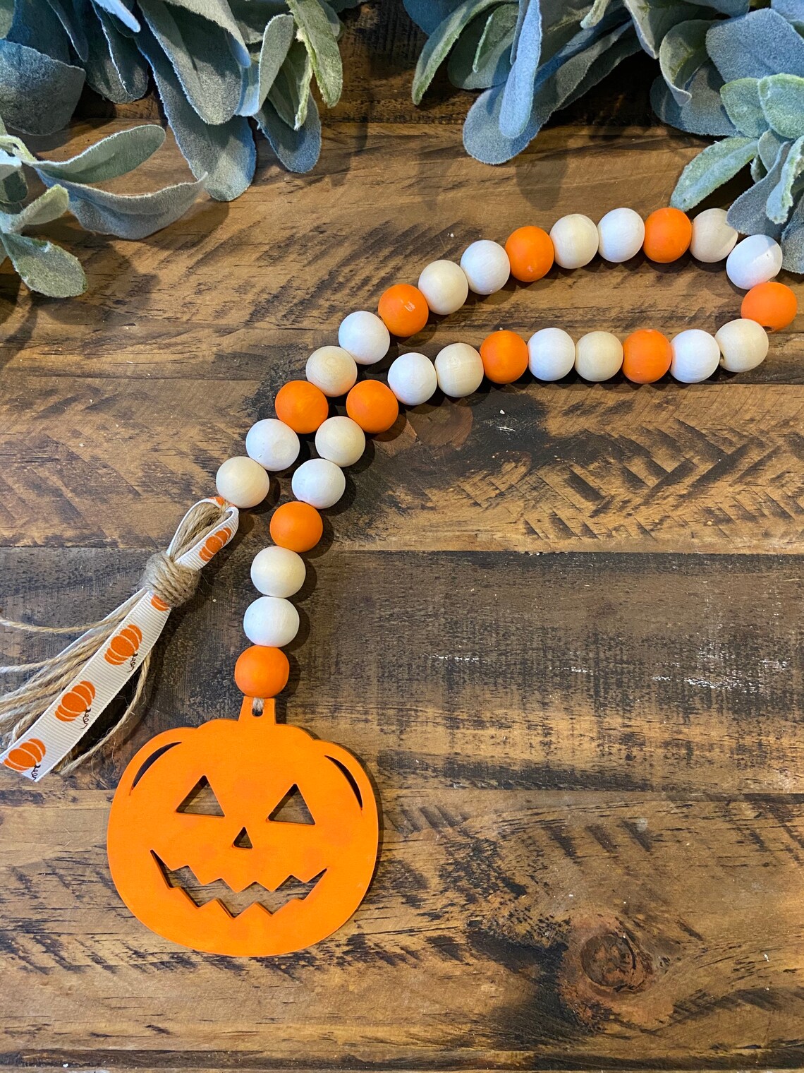 Halloween bead garland Fall garland wood bead garland fall | Etsy