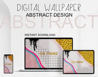 Leopard Tech Wallpaper, Paint Grid Achtergrond, Abstracte Screensaver, Esthetische Laptop Achtergrond, Marmer Wallpaper, Instant Download