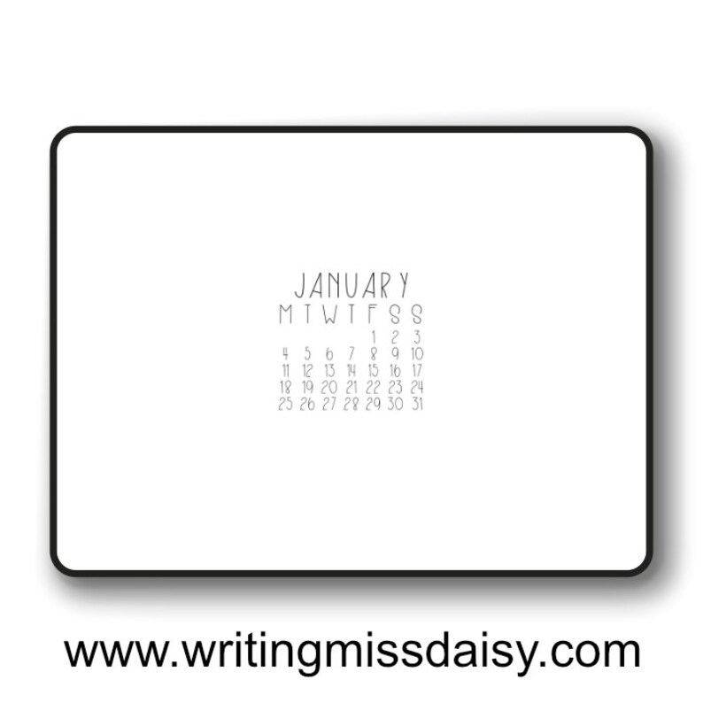 Minimalistic Digital Download Dec 2021 Digital Wallpaper Desktop Background Dated Jan White Instant Download