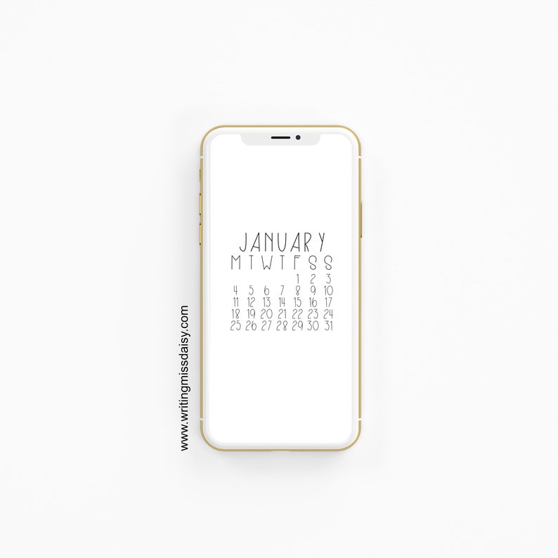 Minimalistic Digital Download Dec 2021 Digital Wallpaper Desktop Background Dated Jan White Instant Download