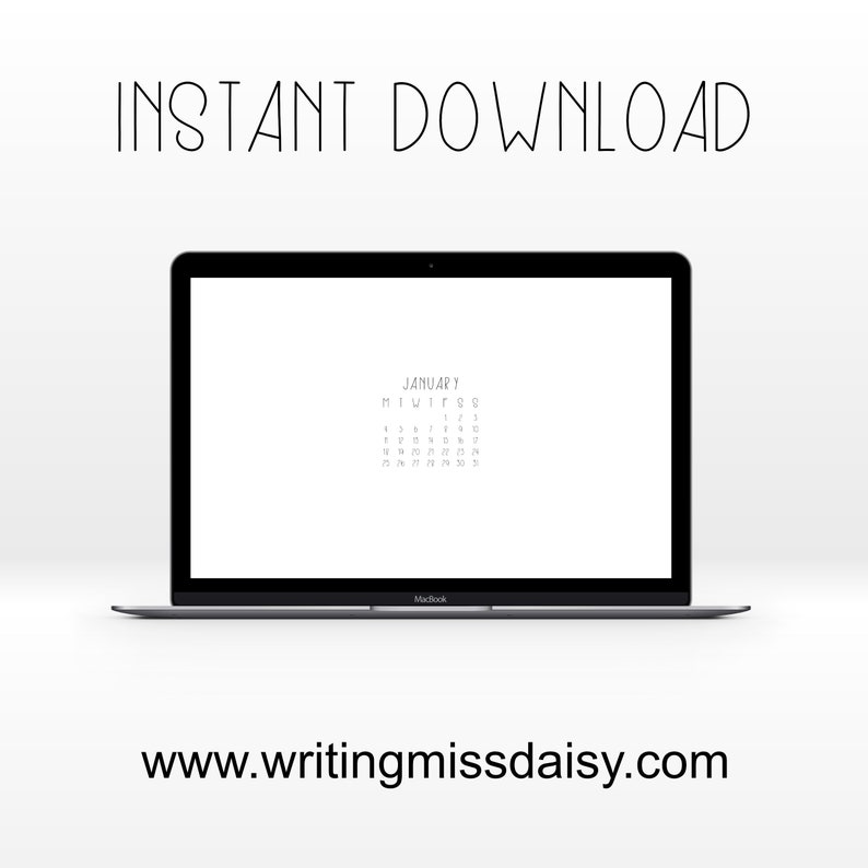 Minimalistic Digital Download Dec 2021 Digital Wallpaper Desktop Background Dated Jan White Instant Download