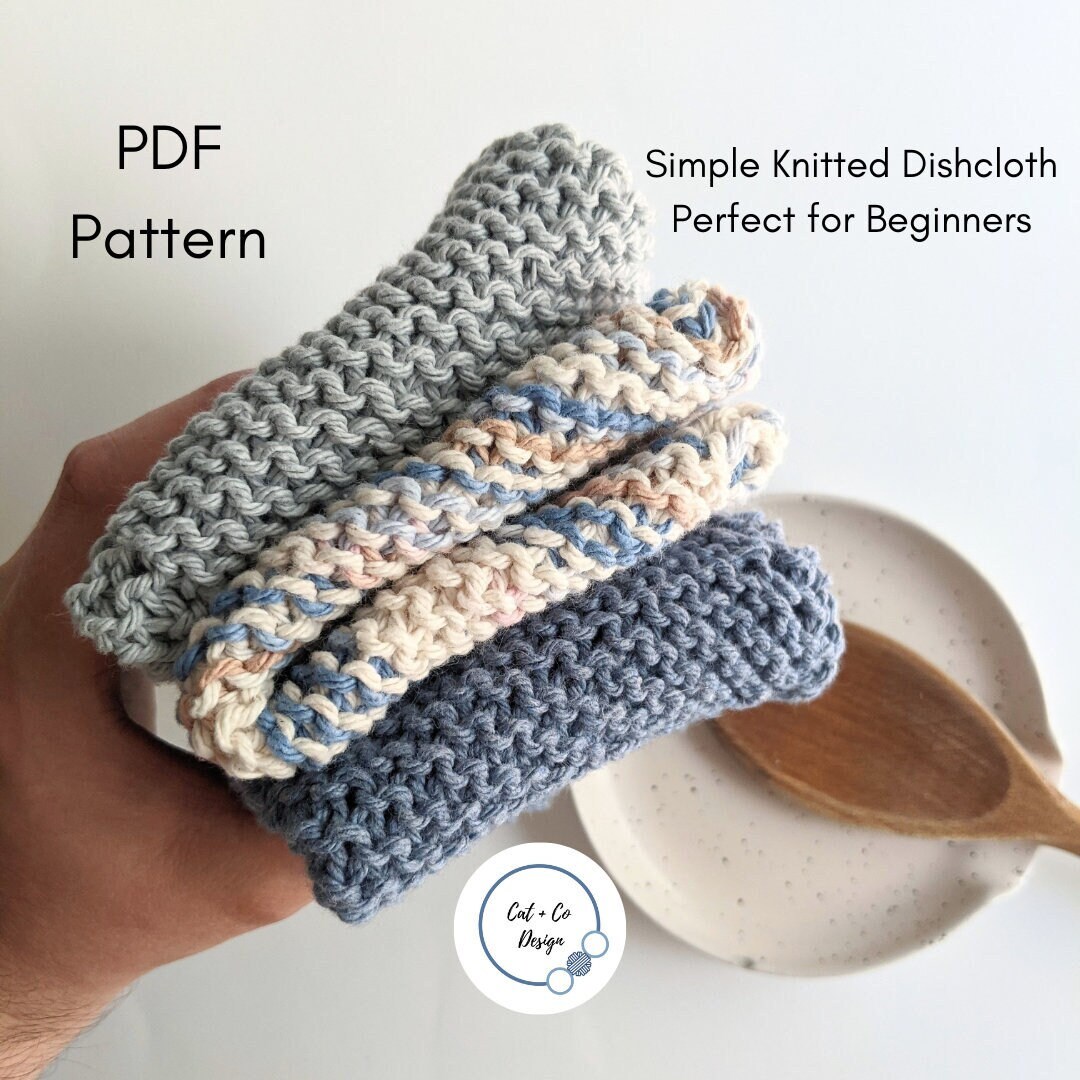 Simple Knitted Dishcloth Pattern - PDF Pattern Beginner Friendly, Eco ...