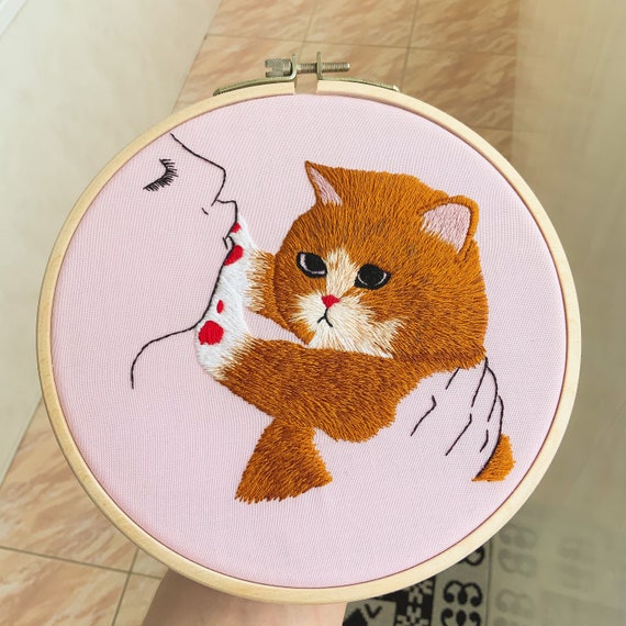Finished embroidery of orange tabby cat embroidery hoop art Etsy