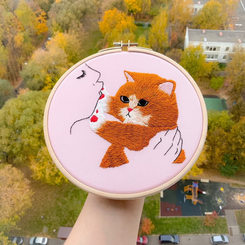 Finished embroidery of orange tabby cat embroidery hoop art Etsy