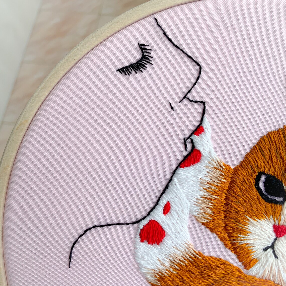 Finished embroidery of orange tabby cat embroidery hoop art Etsy