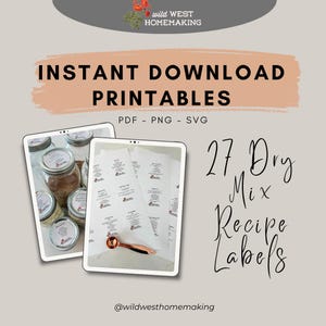Dry Mix Labels with Recipes for Mason Jar Lids - DIGITAL PRINT