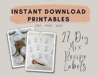 Dry Mix Etiketten mit Rezepten für Einmachglas Deckel - DIGITAL PRINT