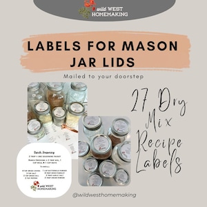 Dry Mix Labels with Recipes for Mason Jar Lids