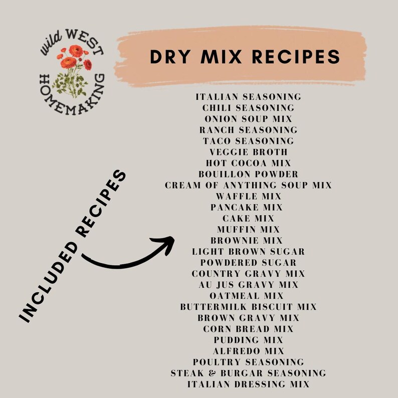 Dry Mix Labels With Recipes for Mason Jar Lids - DIGITAL PRINT - Etsy