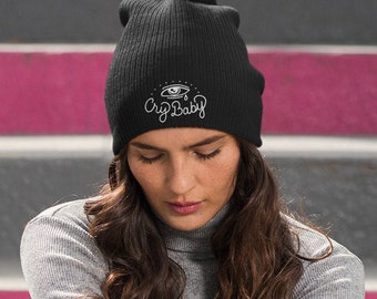 Cry Baby Cuffed Beanie  - Embroidered - alternative fashion accessories - edgy winter hat  - cute gift