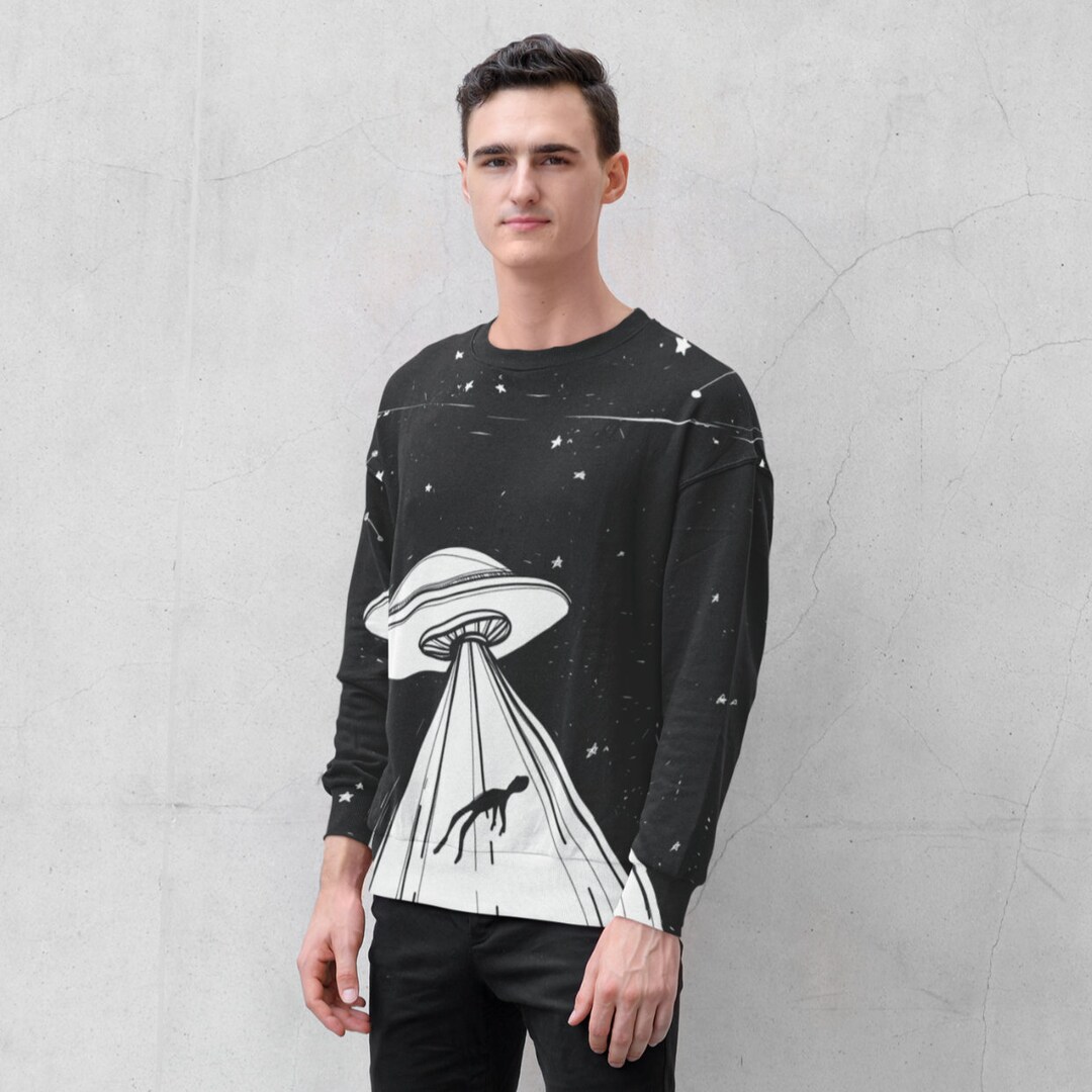 UFO Sweatshirt. Dark Alien Abduction Sweater. Space Themed Gift. - Etsy