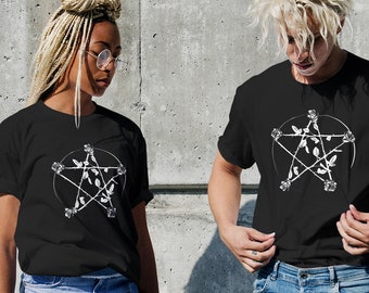 Rose Pentagram Graphic Tee | Witch Clothing | Alternative fashion | Occult symbols | Satanic Apparel | Goth shirt | Wicca Protect | Grunge