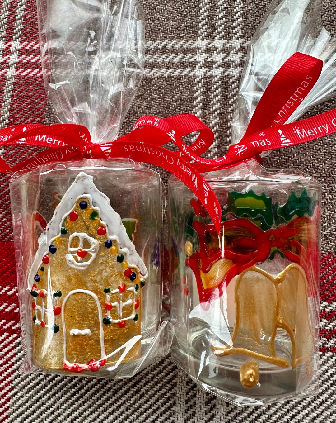 Hand Painted Glass Christmas Tea Light Holder and Tealight Etsy