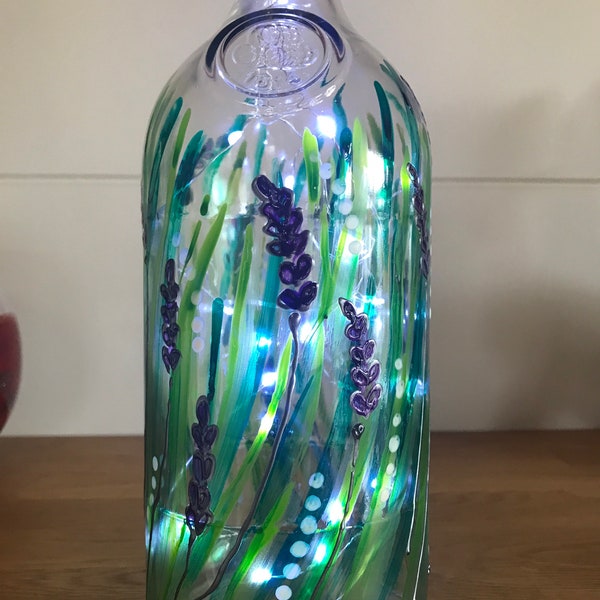Painted Glass Bottles With Lights Etsy