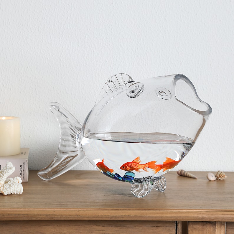 Clear Glass Decorative Fish Shaped Tank/Bowl/Vase/Storage Etsy