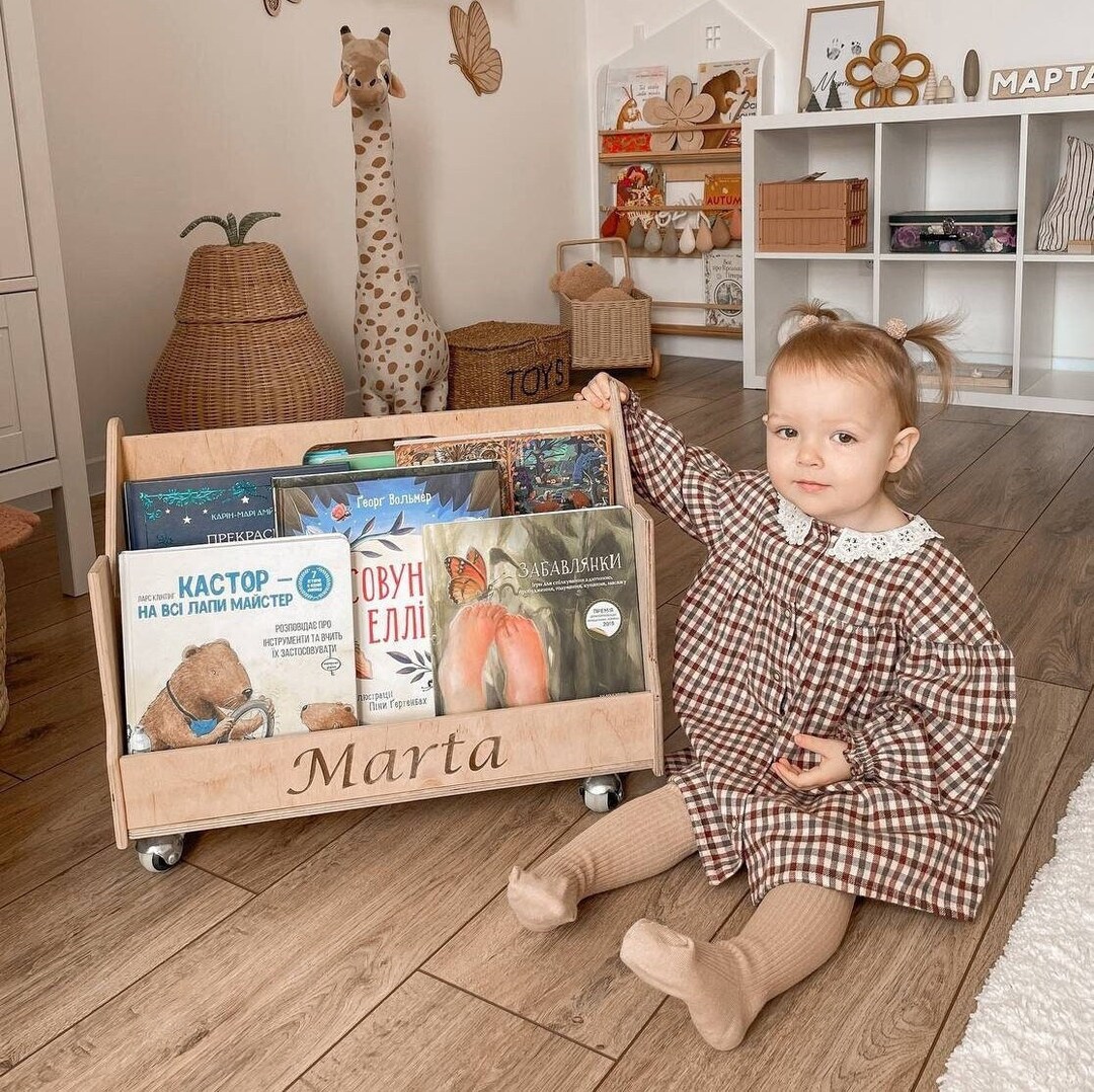 Personalized Montessori Bookshelf, Nursery Bookcase, Montessori