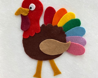 Turkey Wore His Rainbow Feathers Felt Story, Felt Stories, flannel board story, circle time, preschool stories, felt turkey, thanksgiving,