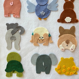 Cuyo trasero se sintió juego, fieltro animal, historias de fieltro, historia de tablero de franela, historia de fieltro, animales de fieltro, recurso para maestros, recurso para niños,