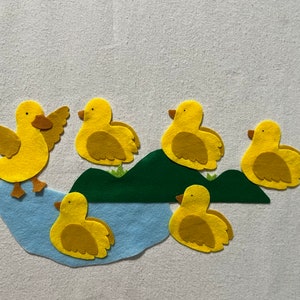 5 little ducks felt story set, circle time, children song, nursery rhyme, flannel board story, handmade, preschool, Felt Stories