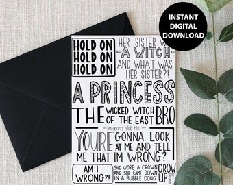 Tik Tok Greeting Card, Wicked Witch of the West Bro, Youtube, Vine, Printable, Digital Download, PDF